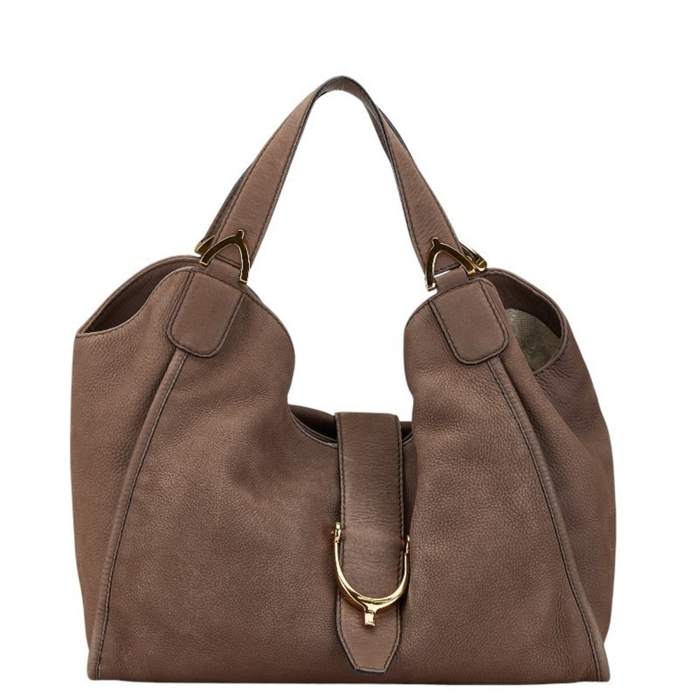 Gucci Soft Stirrup Shoulder Bag Handbag Brown Nubuck